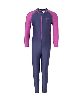 Speedo Girl's Endura Brite Color Block All in One Full Body Suit | Chlorine Resistance | Shape Retention Fabric | UPF 40+ Sun Protection