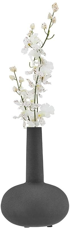 Amazon Brand - Solimo Flower Vase with Rust-Resistant Coating | Stylish and Easy-to-Clean Finish | Compact Design for Modern Décor | Gourd Vase - Textured Black
