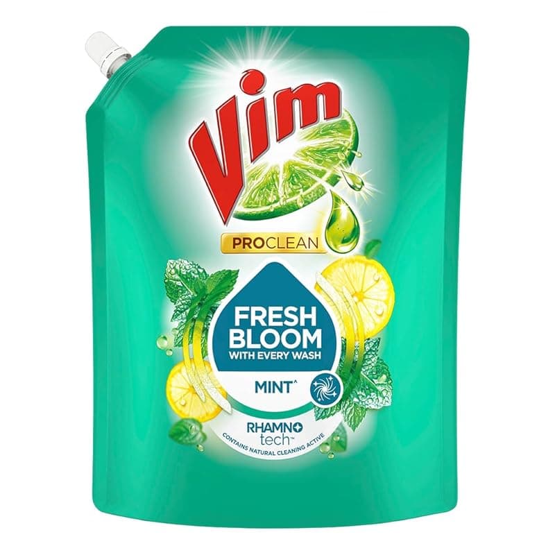 Vim ProClean Dishwash Liquid with Mint powered by RhamnoTech™, Fresh Bloom with Every Wash, Removes Tough Grease and Odours, 1700 ml