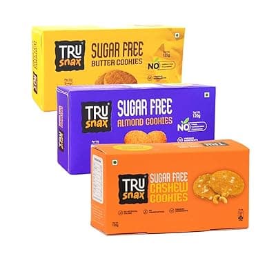 TruSnax Sugar-Free Cookies Combo Pack | Classic Trio – Butter, Almond & Cashew | Diabetic-Friendly | No Preservatives | 3 × 120g