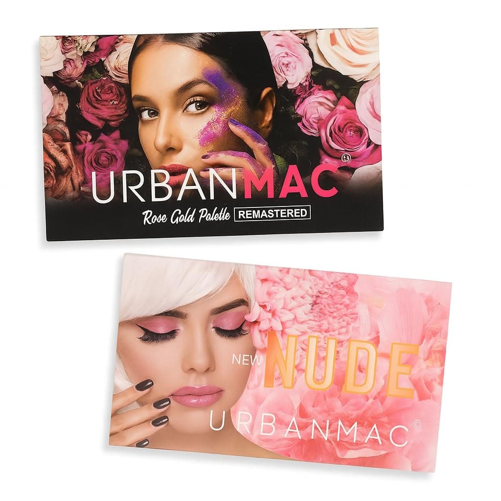 URBANMAC Nude and Rose Gold Eyeshadow Palette Combo, Shimmery Finish