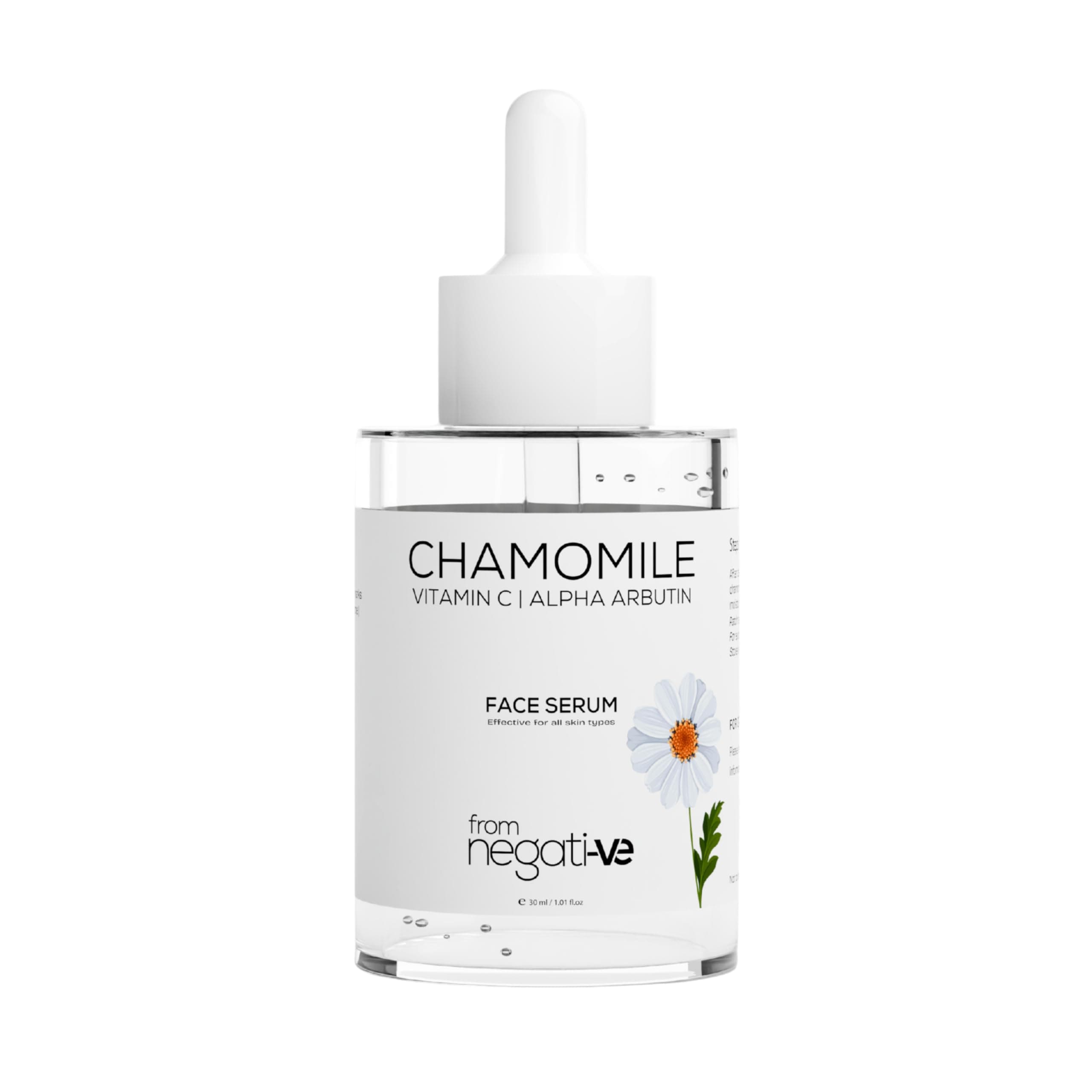 From Negative | Skin Brightening & Calming Face Glow Serum with Chamomile, Vitamin C, Niacinamide, Alpha Arbutin & Hyaluronic Acid | Reduces Acne Redness, Dark Spots & Pigmentation | Hydrates & Soothes Sensitive Skin | For All Skin Types - Beginner friendly | Men & Women | 30ml