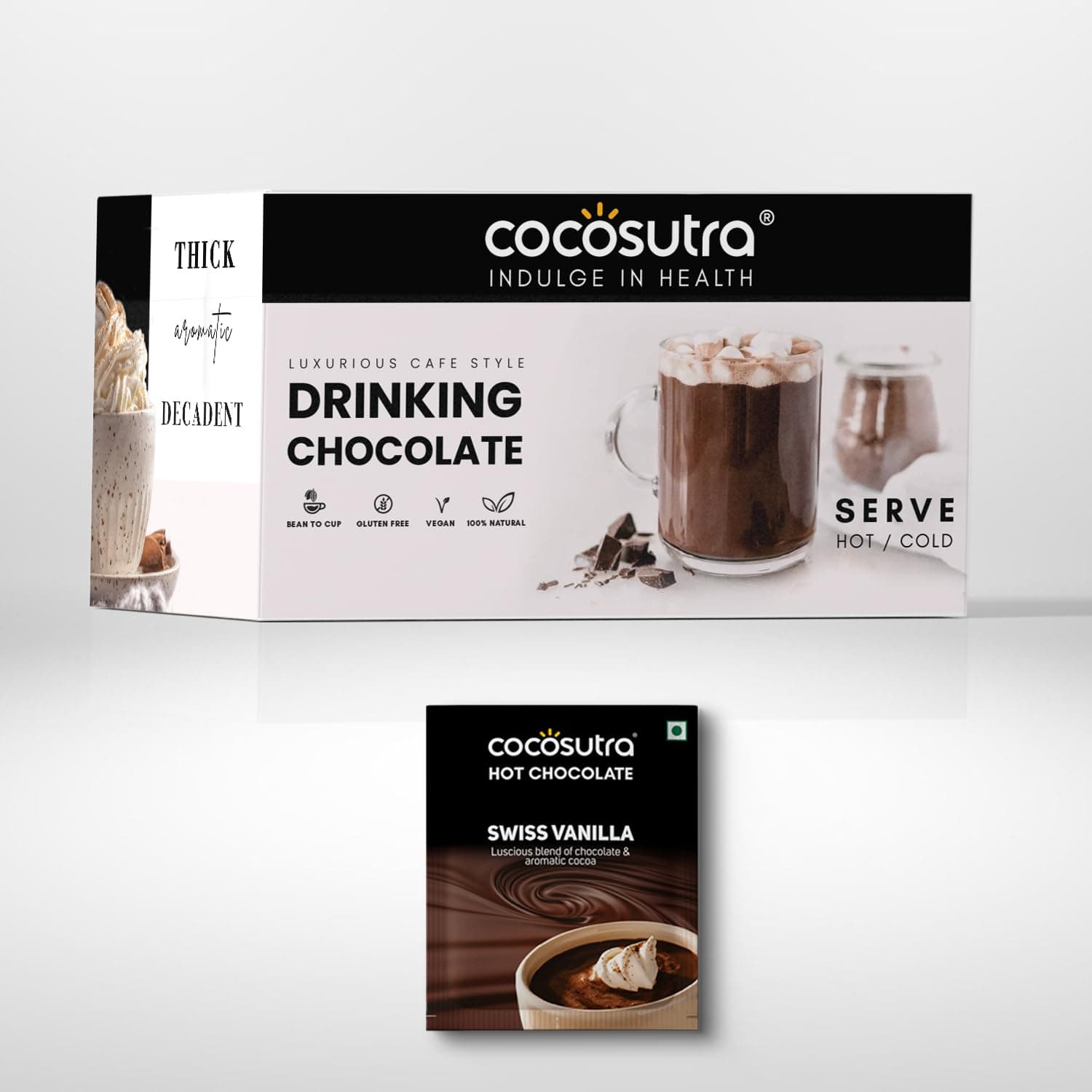 COCOSUTRA Drinking Chocolate Mix | Swiss Vanilla | 20 Single-Serve Sachets (20g Each) | Vegan & Gluten Free | No Preservatives | Enjoy Hot or Cold | Ready in 2 Minutes | 400g | 20 Single-Serve Sachets (20g Each), Vegan & Gluten Free, No Preservatives, Enjoy Hot or Cold, Ready in 2 Minutes