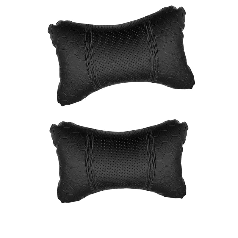 Autokraftz Black Car Seat Neck Rest Cushion Pillow for Ford Ecosport (Set of 2)