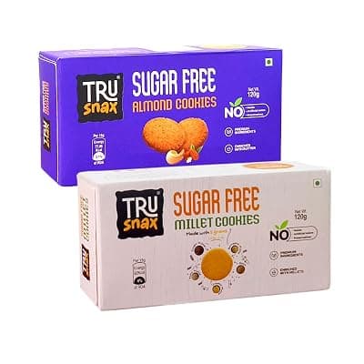 TruSnax Sugar-Free Cookies Combo Pack | Almond & Millet Cookies | No Preservatives | Made with Natural Ingredients | 2 × 120g