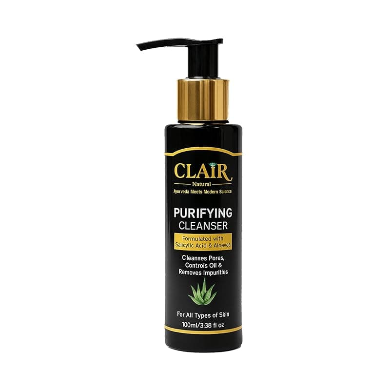 CLAIR Natural Purifying Cleanser with Salicylic Acid &amp; Aloe Vera | Deep Cleansing Face Wash for Oil Control, Pore Purifying &amp; Acne Care | For All Skin Types | 100 ml