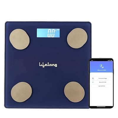Lifelong Smart Weighing Scale with BMI & 18 Measurement Functions with Lifelong Smart Home App-Bluetooth Sensor Technology | Electronic Weight Machine | Battery Included (LLWS36, Blue)