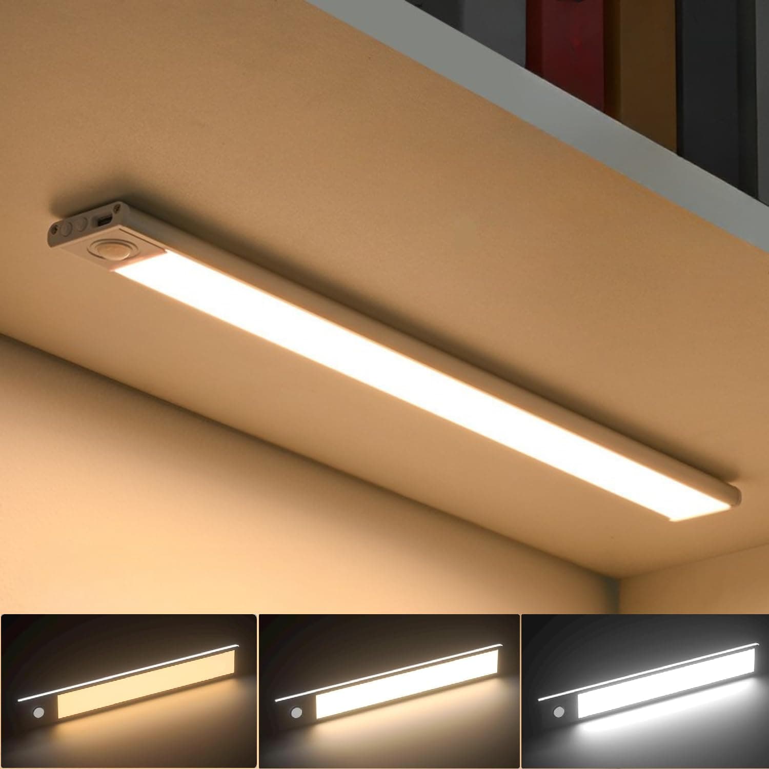 KEYORA Under Cabinet Lights Rechargeable 84 LED – Super Bright Stick-On Magnetic Light Bars, Motion Sensor, 3 Colour Temperatures, 5 Brightness Levels, 4 Modes, Kitchen, Pantry, Closet (20 CM)