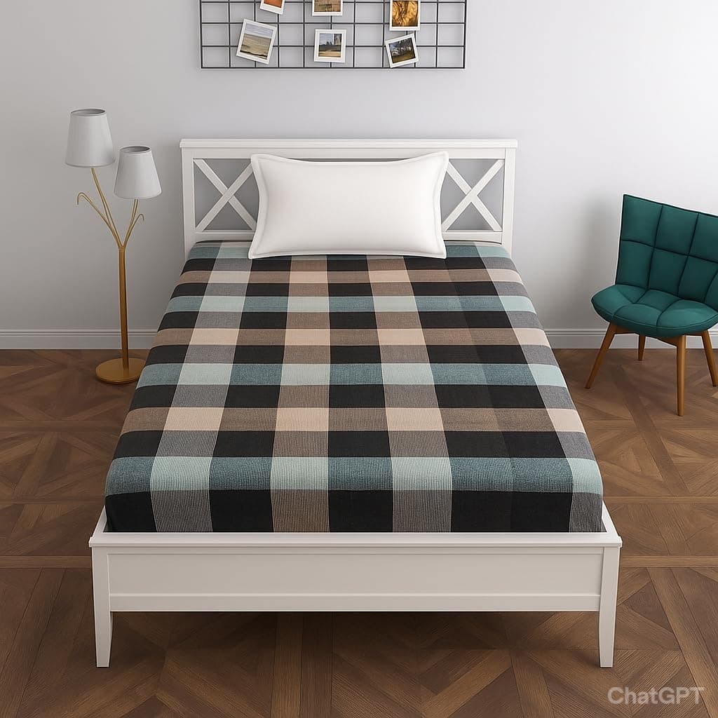 Cotton Mattress Cover or Protector with Zipper/Chain Single Bed (4x6 feet) Color Multicolor Pack of 1Pc (48x72x6 Inch)
