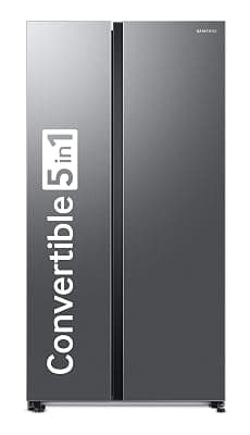 Samsung 653 L, 2 Star, Frost Free, Double Door, Convertible 5-in-1 Digital Inverter, Side By Side Refrigerator (RS76CG80X0S9HL, Silver, Refined Inox)
