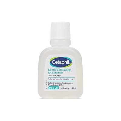 Cetaphil Gentle Exfoliating SA Cleanser 29ml | Daily Foaming Face Wash with Salicylic Acid, Mandelic Acid & Gluconolactone | Smooth, Even Skin | For Sensitive & Acne-Prone Skin