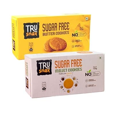 TruSnax Sugar-Free Cookies Combo Pack | Butter & Millet Cookies | No Artificial Colours | 2 × 120g