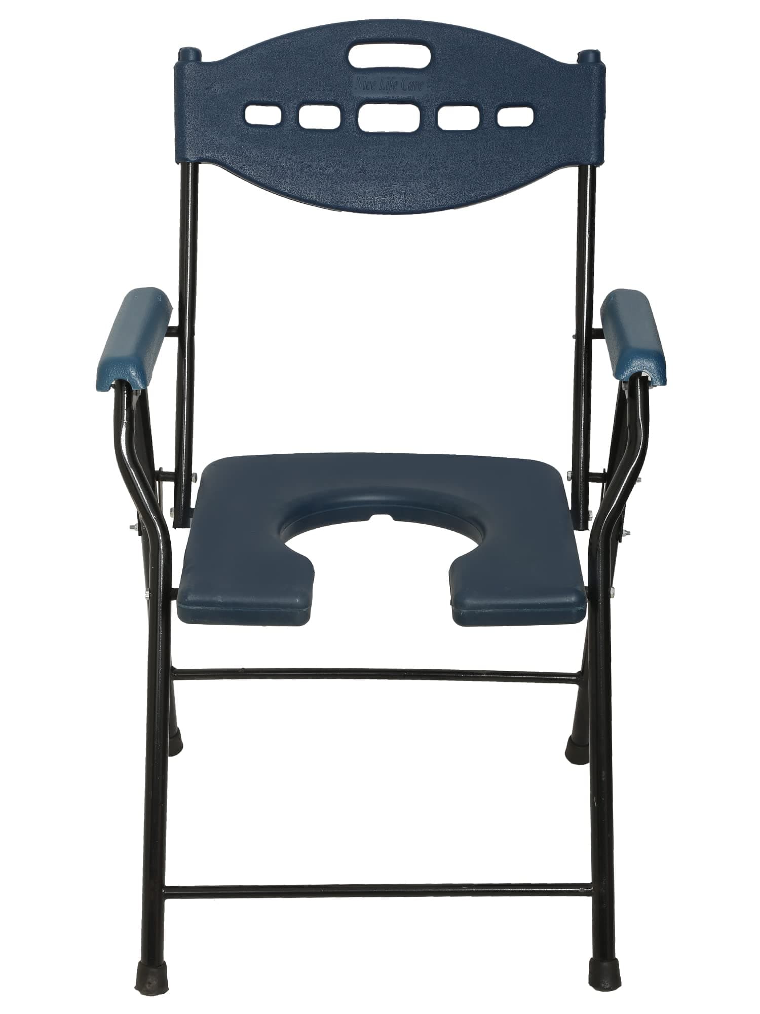 AMONE Folding Commode Chair, Elderly Disabled Man And Pregnant Woman Stainless Steel Shower And Bathing Room Mobile Toilet Seat for Elderly, Safe Toilet Stool - 110 Kg Capacity