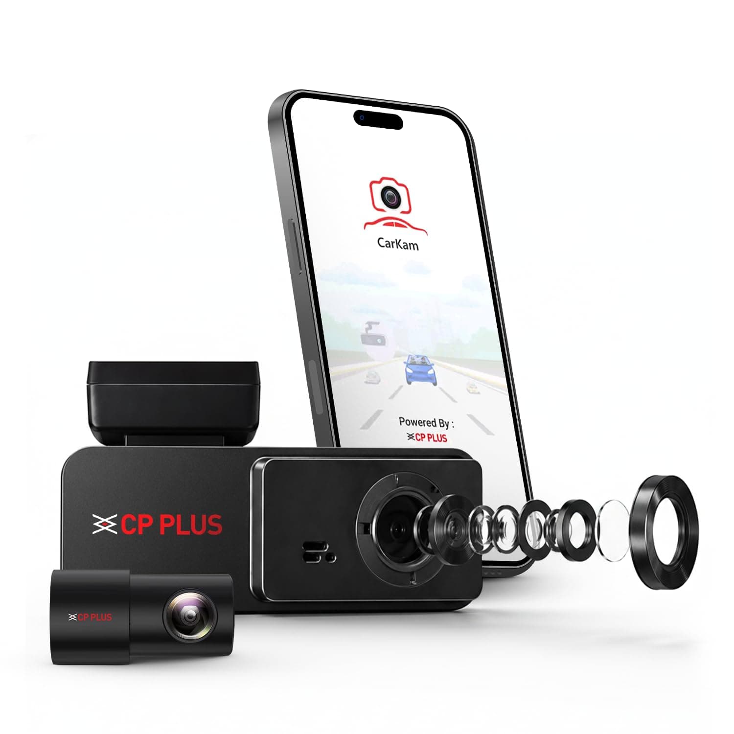 CP PLUS Dash Cam for Car CP-F28B | Dual Dashcam for Car with Rear Camera | Full HD 2MP Front & Rear | GPS | G-Sensor | 24/7 Parking Monitoring | WiFi Dashcam | Supports 1TB SD Card