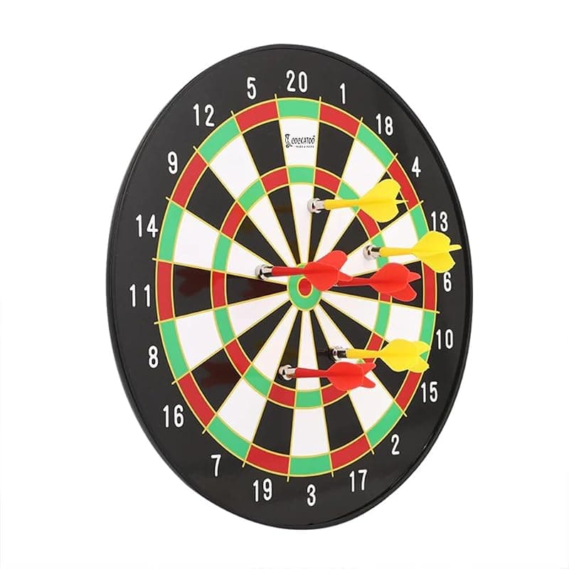 Cockatoo Premium Magnetic Dartboard Game Set with Soft Darts|14" Plastic Multicolor Dartboard Game with Non Pointed Magnet Darts for Kids&amp;Adults