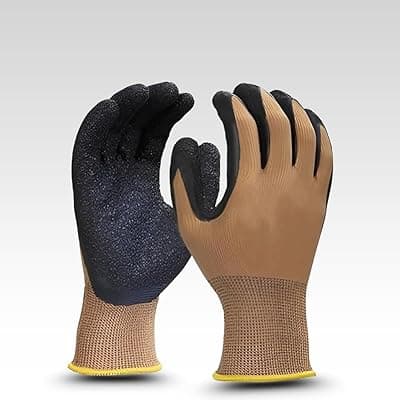 Multipurpose Nylon Anti Cut PU Nitrile Coating Work Safety Gloves (BrownPair2)
