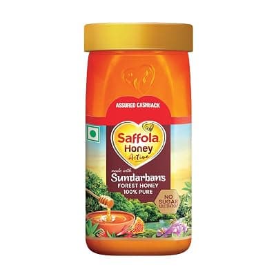 Saffola Honey Active, Made with Sundarban Forest Honey, 100% Pure Honey, No sugar adulteration, Natural Immunity booster, 500g