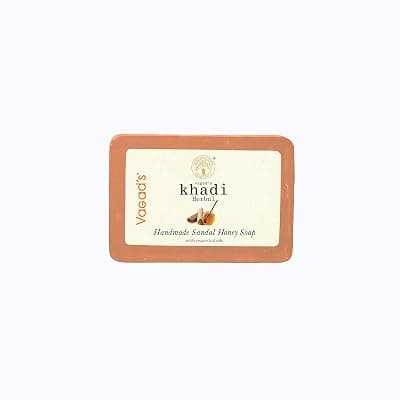 Vagad's Khadi Natural Sandal &amp; Honey Soap |Nourishes The Skin | Provides Even Skin Tone | Helps in Reducing Acne And Pimple| Free from Parabens | Silicon Free-125g