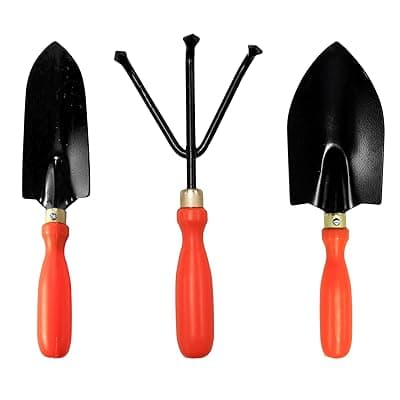 TrustBasket Gardening Hand Tools Set - 3 Pcs Big and Small Trowel, Cultivator - Durable Garden Tools for Home Gardening Set, Gardening Tools Kit for Home Garden, Agriculture Tools & Gardening Items