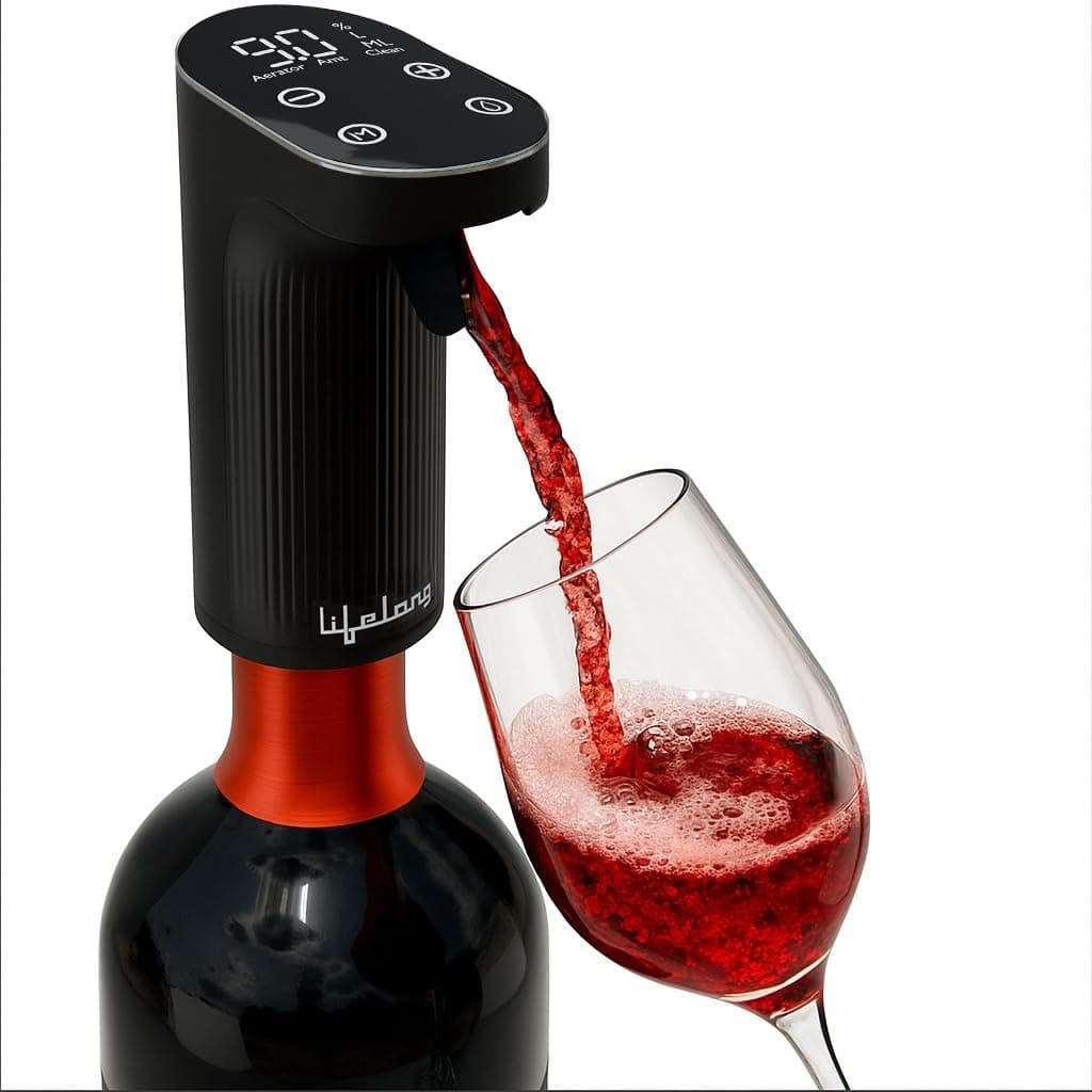 Lifelong Rechargeable Drink Dispenser & Aerator | Automatic Liquor Dispenser | Measures –1 to 999 mL | for Cocktail, Wine, Whiskey Bottle | Universal Bottle Comaptibility | Aeration for Enhance Taste