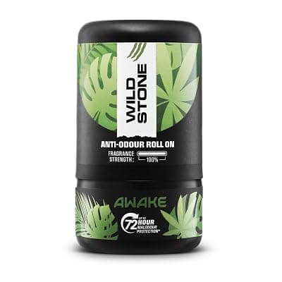 Wild Stone Awake Anti-Odour Roll On For Men, 50ml | Up to 72-Hour Odour Control | Enriched with Matcha tea and chamomile tea |Skin Friendly &amp; Itch Free Deodorant Roll On | Long-Lasting Freshness