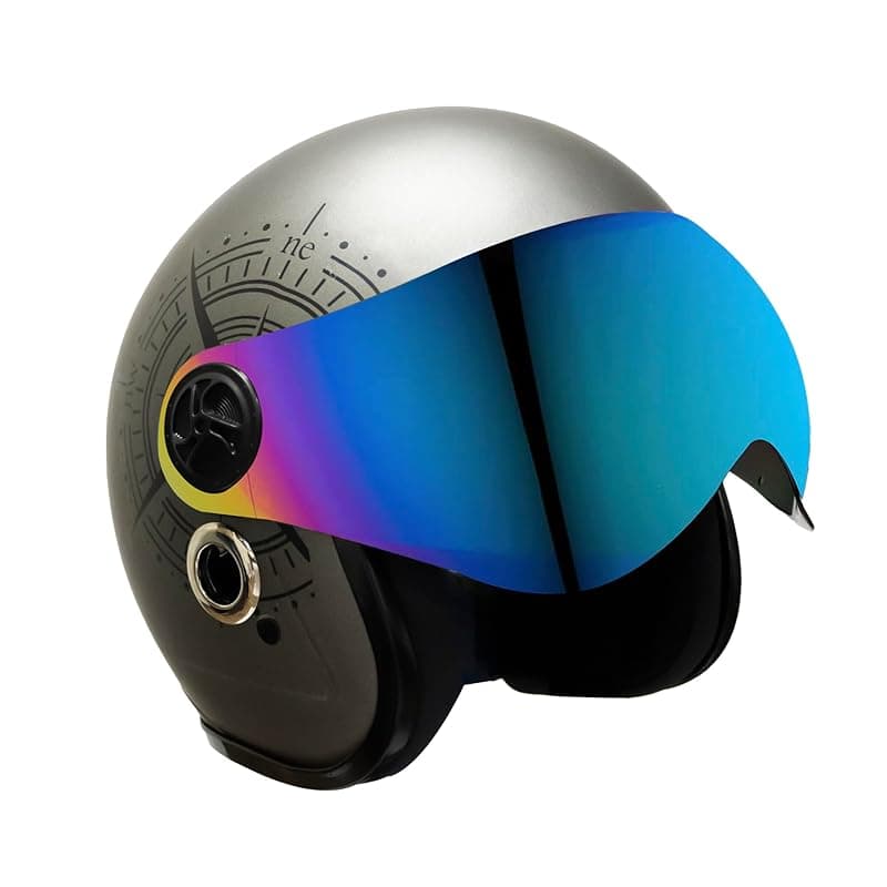 Turtle Helmet Star with Visor Open Face Design with Scratch Resistive Rainbow Visor &amp; Hard Shell ABS Plastic Helmet-Parent
