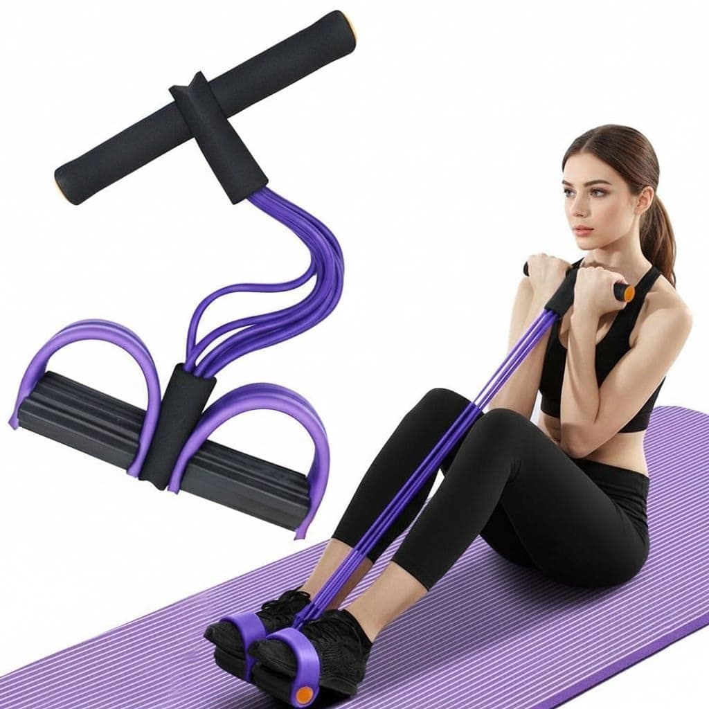 Portable Resistance Band with Foot Pedals, Full Body Workout, Strength Training, Toning and Stretching Exercise Equipment