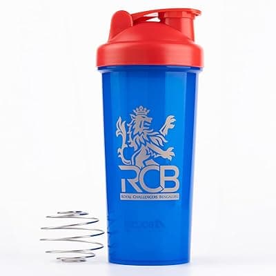 Boldfit Plastic Royal Challengers Bengaluru RCB Official Merchandise Gym Shaker for Protein Shake Leakproof Shaker Bottles for Protein, Preworkout &amp; Bcaa Shake, Gym Bottle - Blue, 700 ml
