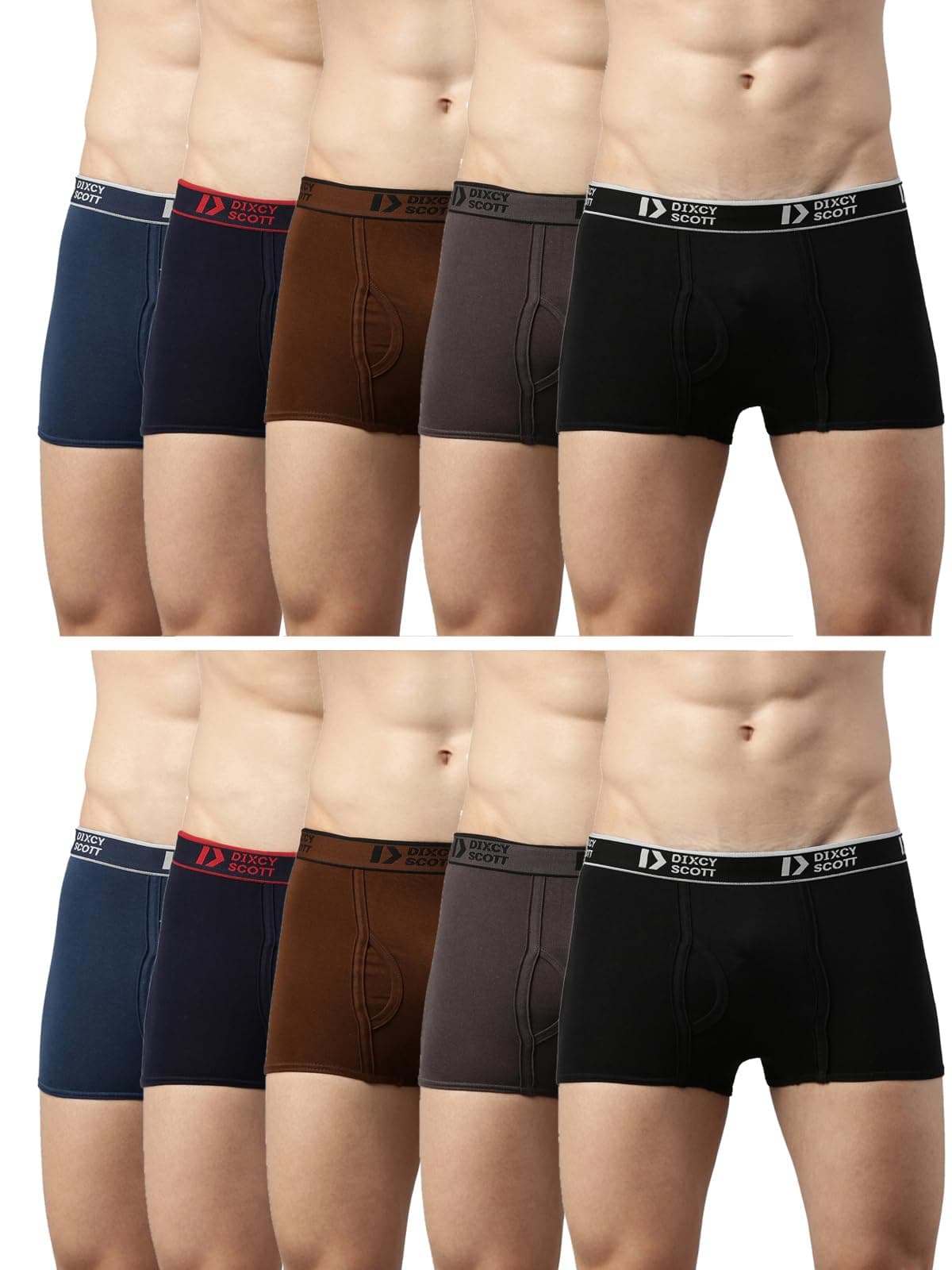 Dixcy Scott Originals Swish Trunk | Short Trunks for Men | 100% Combed Cotton | Soft, Sweat-Absorbent Waistband | C-Open Front Men's Underwear | Elasticated Leg Grip Innerwear for Man | Pack of 10