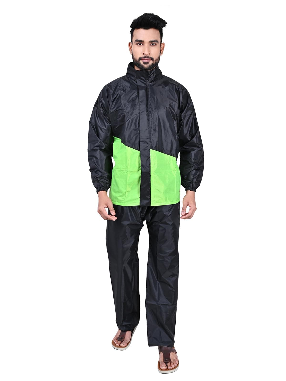 Rupa Mens Rainwear For Men, Dual Tone Collection, Waterproof Pvc Rain Standard Length Jacket With Pants And Carry Bag, Pack Of 1