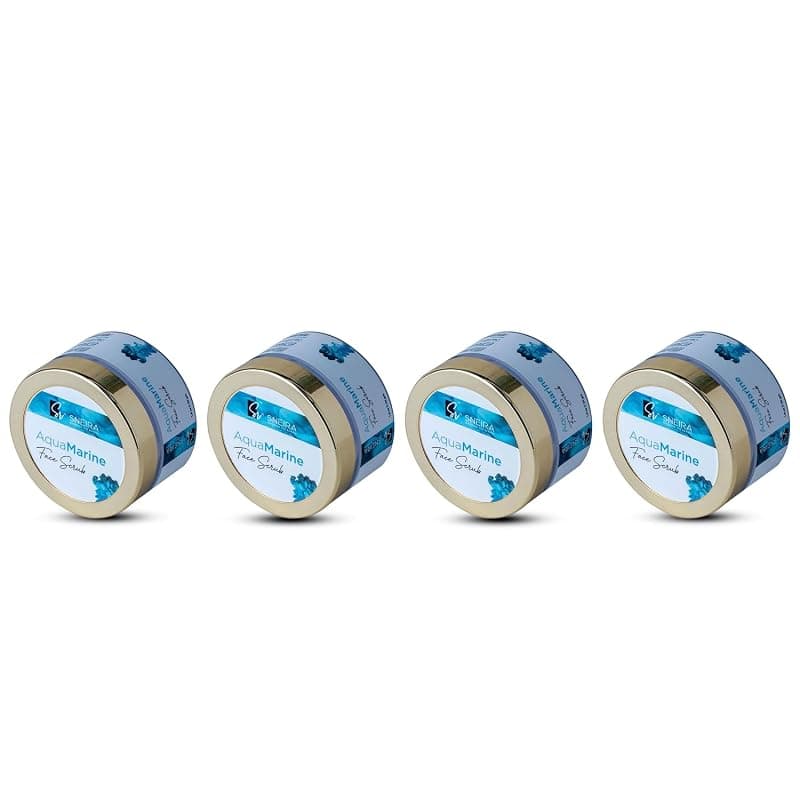 Aqua Marine 50 g (PACK OF 4) Face Scrub, Instant Tan & Dead Skin Removal Exfoliating Gel, Visibly Removes Tan and Blackheads, Glowing Skin With Korean Beauty Secrets of Blackhead Removal.