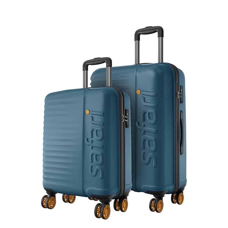 Safari Set of 2 Insignia 8 Wheels (Cabin + Medium) Trolley Bags, TSA Lock, Hard Case Polycarbonate, 360º Wheeling Luggage, Travel Bag Suitcase for Travel, Trolley Bags for Travel, Ink Blue