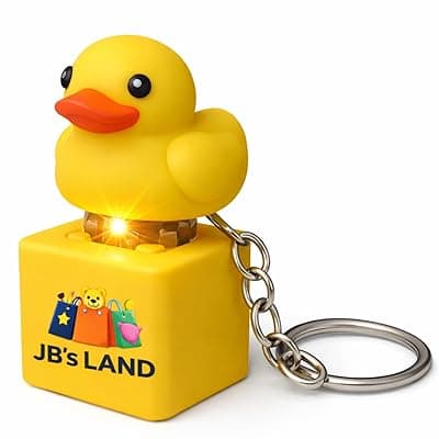 JB'S LAND Duck LED Keychain Toy with Light & Sound, Cute Press Duck Mini Keyring for Kids, Stress Relief Toy for Backpack, Bag & Keys, Funny Quack Gift, Boys & Girls