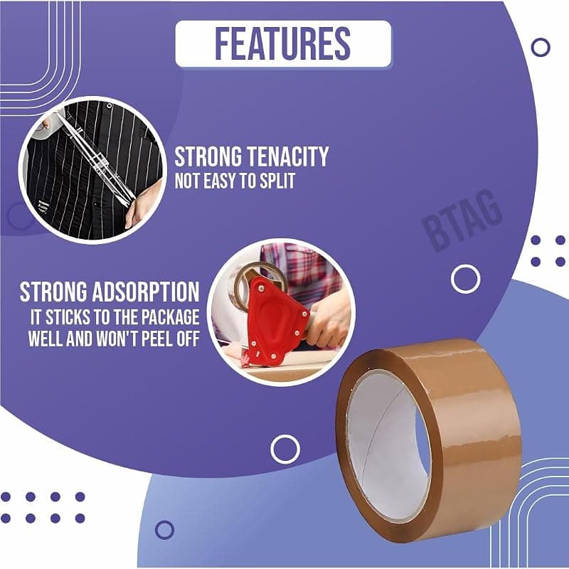 CRAE Packaging Brown Cello Tape For Office, Home and E-Commerce Packing | 1INCH Diameter | 65 Meter | Pack of 3
