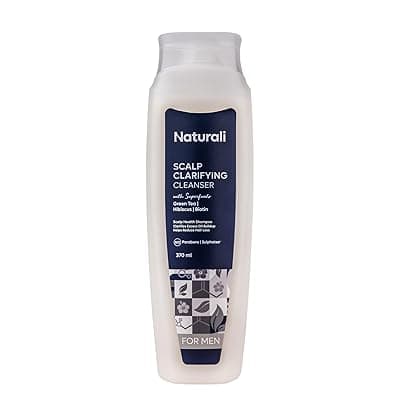 Naturali Scalp Clarifying Anti-Dandruff Shampoo for Men | Derma Approved Shampoo with Green Tea, Hibiscus & Biotin | Reduces Dandruff & Hair Fall | Sulphate-Free Daily Care for All Hair Types | 370 ml