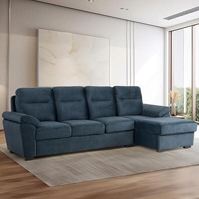 Wakefit Sofa Set | 3 Year Warranty | Sofa 3 Seater, 3 Seater Sofa for Living Room, Wooden Sofa Set, 3 Seater + Right Aligned, Sofa for Living Room - Lounger Plus(Vogue : Deep Ocean)