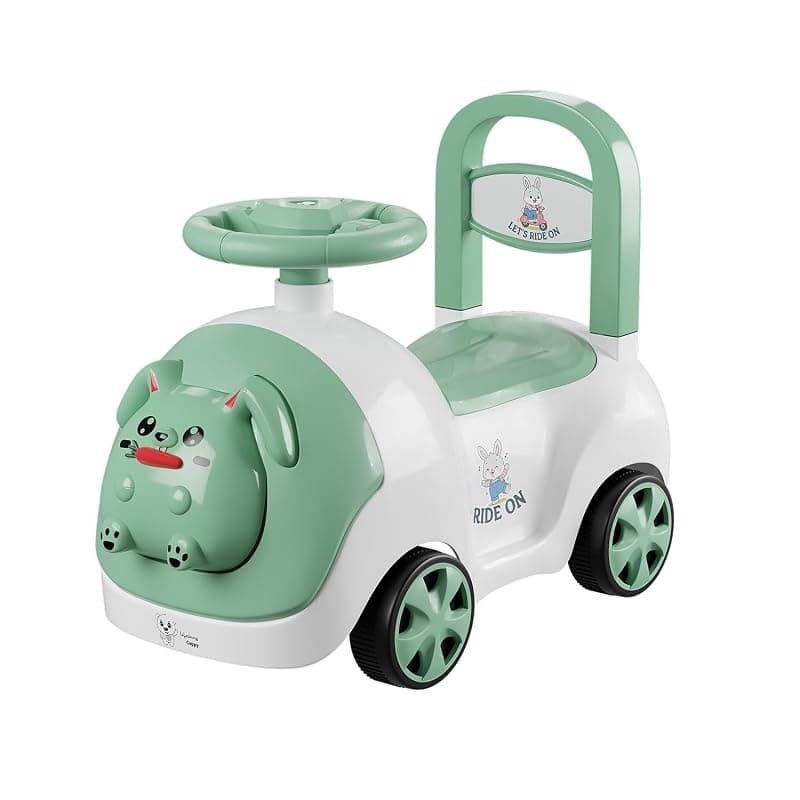 Lifelong Bunny Manual Push Ride-On Toy Car with Back Support for Boys & Girls 1-4 Years, Distraction-Free, Non-Musical, Easy Installation, 50kg Capacity, Steering Wheel, Storage, Indoor Outdoor Fun