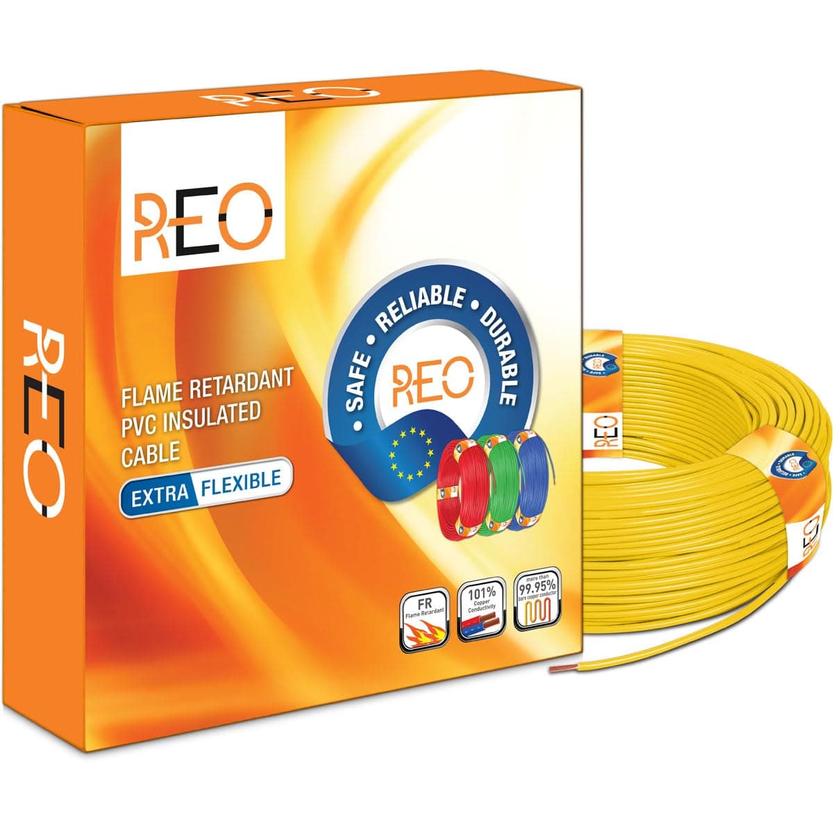 REO by Havells | 2.5 sqmm Copper Wire (90 meter -Red)| Class 5 Conductor (99.95% copper)|Flame Retardant - Extra Flexible PVC Insulated Cable Ideal for Domestic (WRFFDNYA11X0)