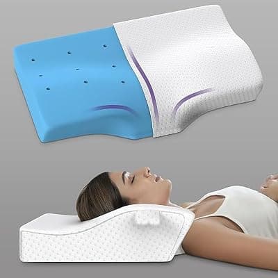 LA VERNE Memory Foam Cervical Sleeping Pillow with Cool Gel | Contour Neck & Shoulder Pain Relief Pillow | Orthopedic Design Improves Posture | Ideal for Back & Side Sleepers