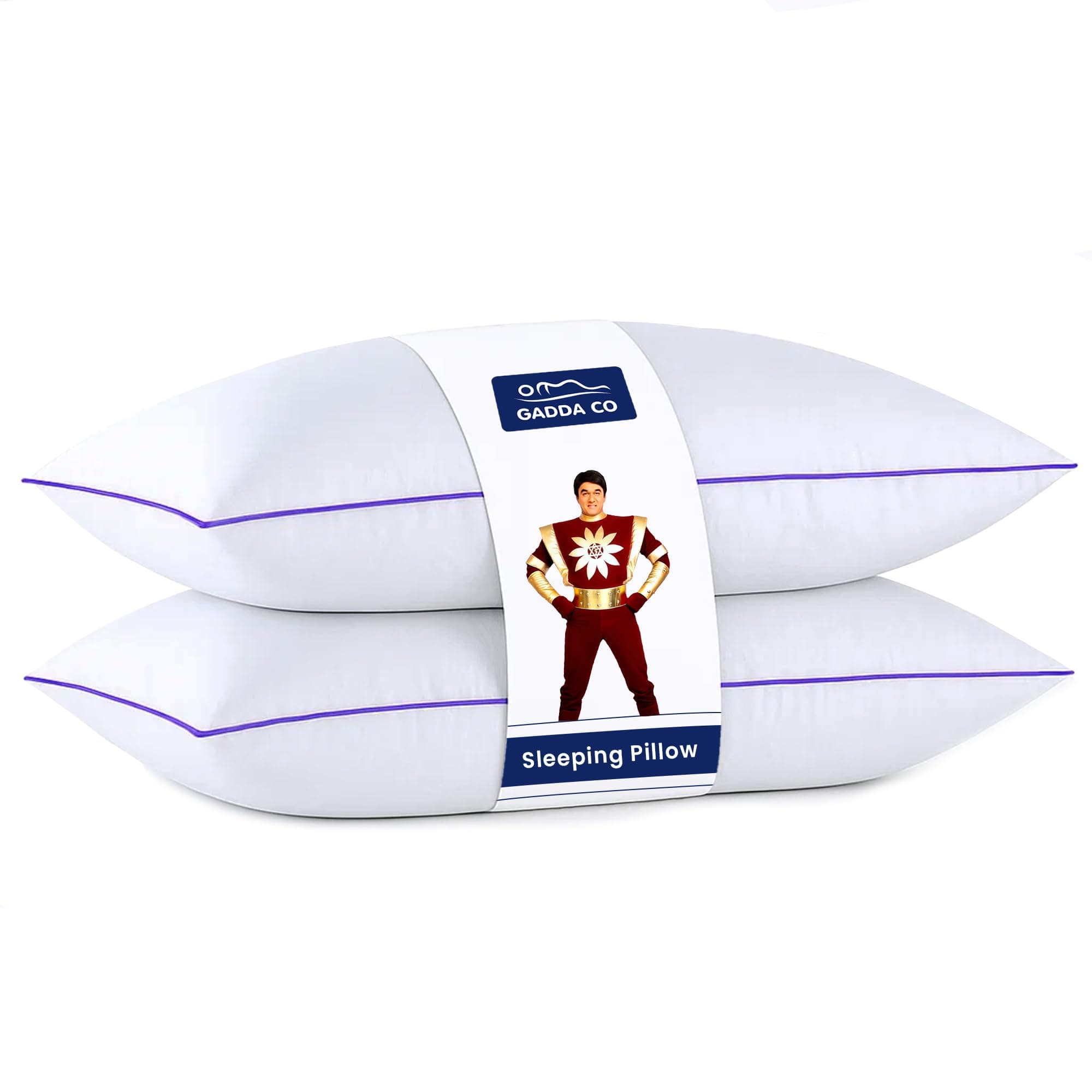 GADDA CO Ultimate Cozy Gel Microfiber Sleeping Pillow for Bed | High Density, Breathable & Hypo-Allergenic Cushion for Bed | Long-Lasting Fluffiness Bed Pillow| King Size Pillow | White | Pack of 2