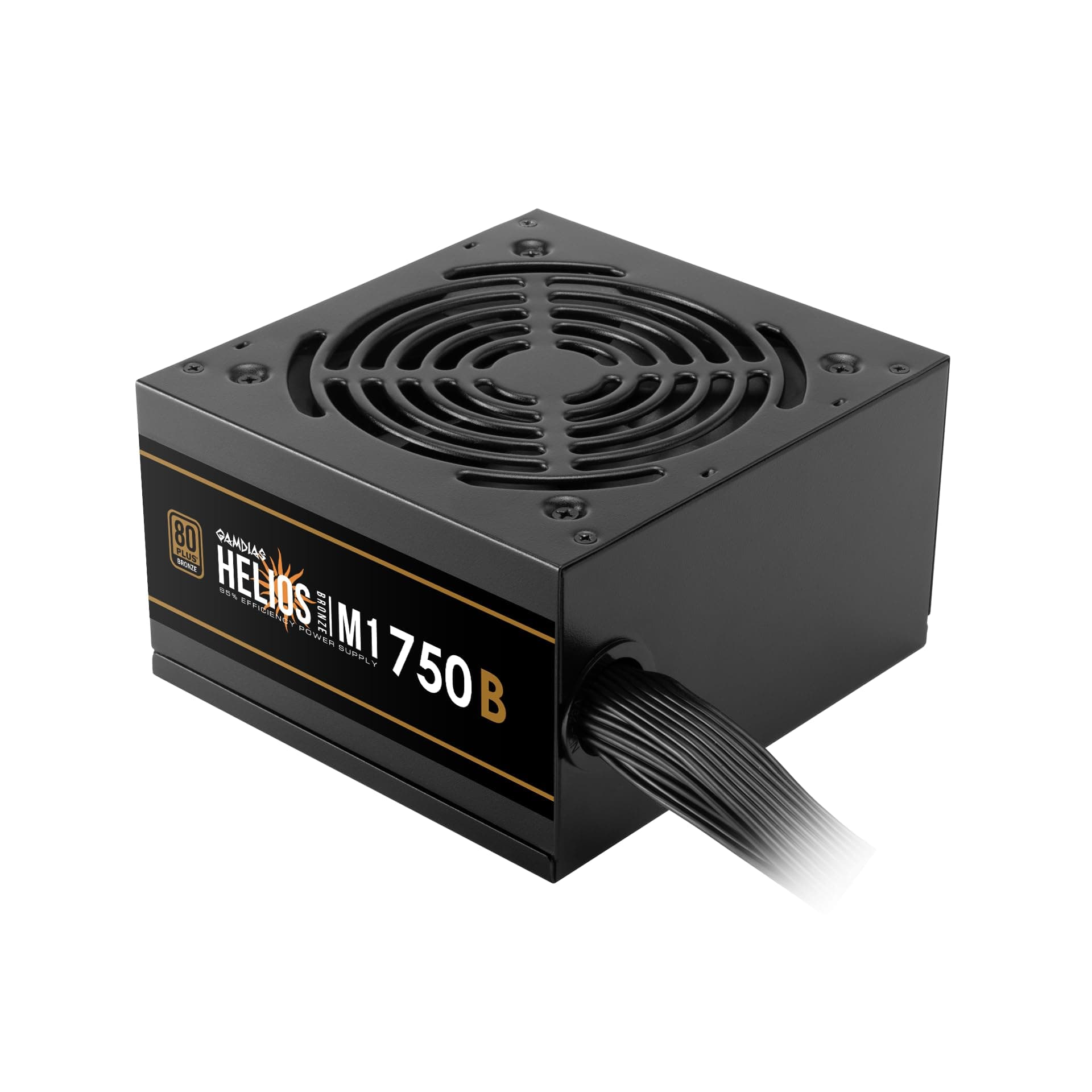 GAMDIAS Helios M1 750B Power Supply Unit, 750W 80 Plus Bronze, Non-Modular, ATX 12V V2.4, Support C6/C7 Power State, 120mm Hydraulic Bearing Fan, Flat Black Cables - 3 Year Warranty
