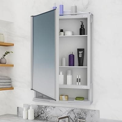 Premium Bathroom Cabinet with Mirror and Large Storage Space| Strong Plastic Wall Shelf, Accessories Organizer| Multipurpose Bathroom Shelves Organiser, Decorative Prime Look - White