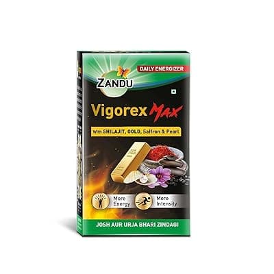 Zandu Vigorex MAX, 20 Capsules, Enriched With Shilajit, Gold, Saffron, Pearl And Ashwagandha For Intensity And Energy