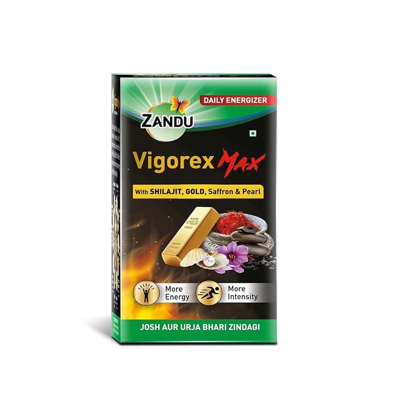 Zandu Vigorex MAX, 20 Capsules, Enriched With Shilajit, Gold, Saffron, Pearl And Ashwagandha For Intensity And Energy