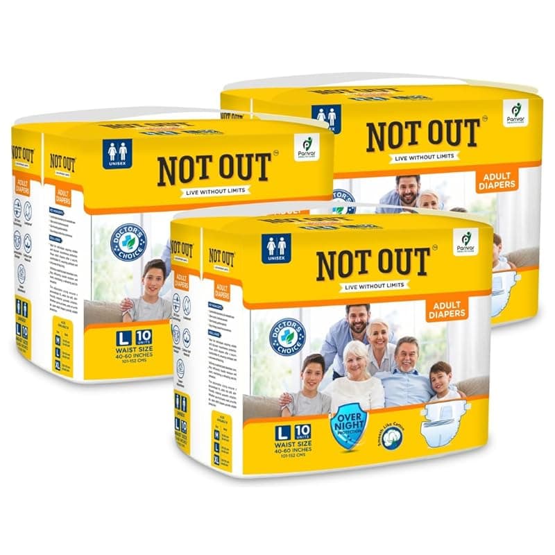Adult Tape Diapers - Overnight Protection with 3D Core, Odour Control &amp; Up to 12-Hour Absorption | Large (40-60 Inches) | 30 Diapers | Pack of 3