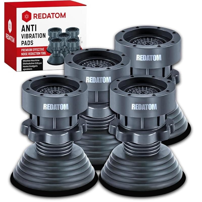 Extreme Load Anti Vibration Pads for Washing Machine | Washing Machine Feet Pads with Suction Cup | Shock Absorber Noise Cancelling Rubber Pads | Height Adjustment Feet Big Base (Set of 4)