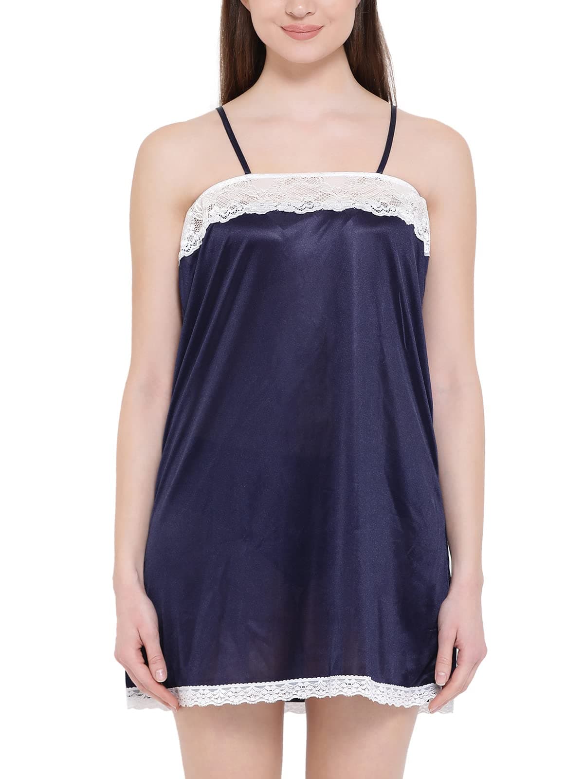 Clovia Women's Polyester & Satin Knee Length Solid Baby Doll