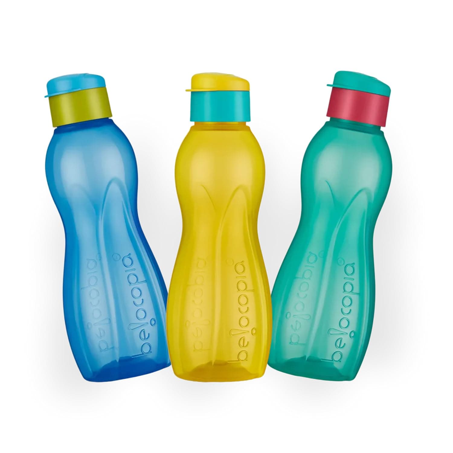 Belocopia - Hiero Premium Plastic Water Bottle Set with Flip Cap (Set of 3, 750 ml, Multicolor)