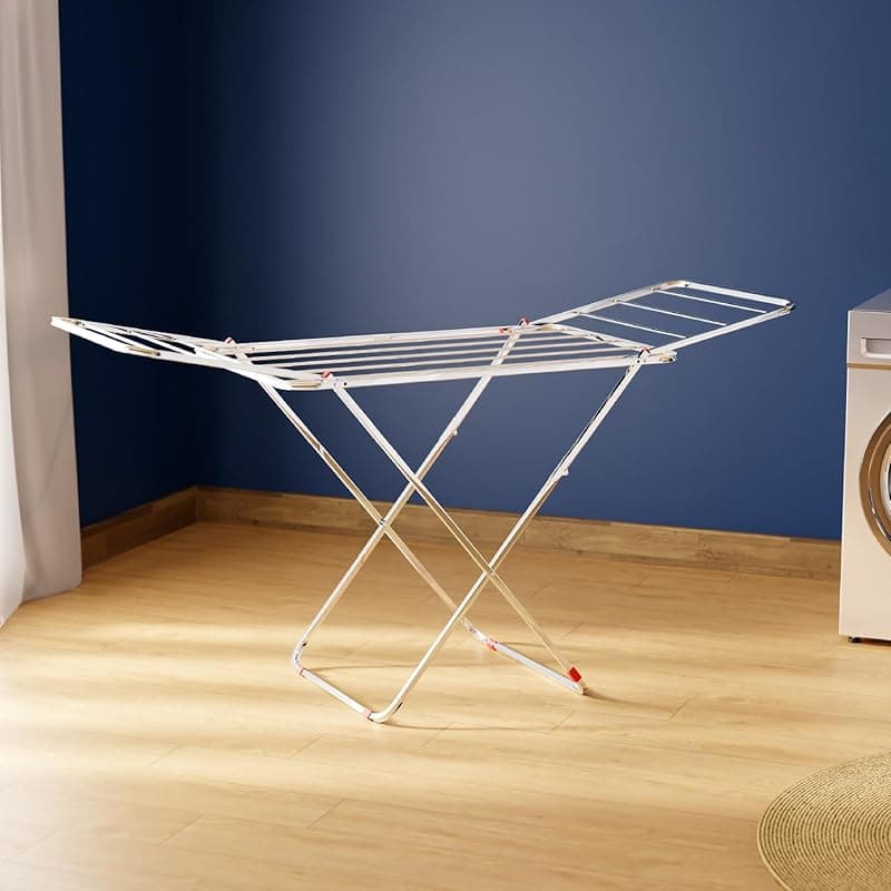 Lifelong Stainless Steel Butterfly Cloth Dryer Stand | Foldable, Portable & Rust-Resistant Clothes Drying Rack | Indoor & Outdoor Laundry Stand with Multiple Rods for Quick Drying