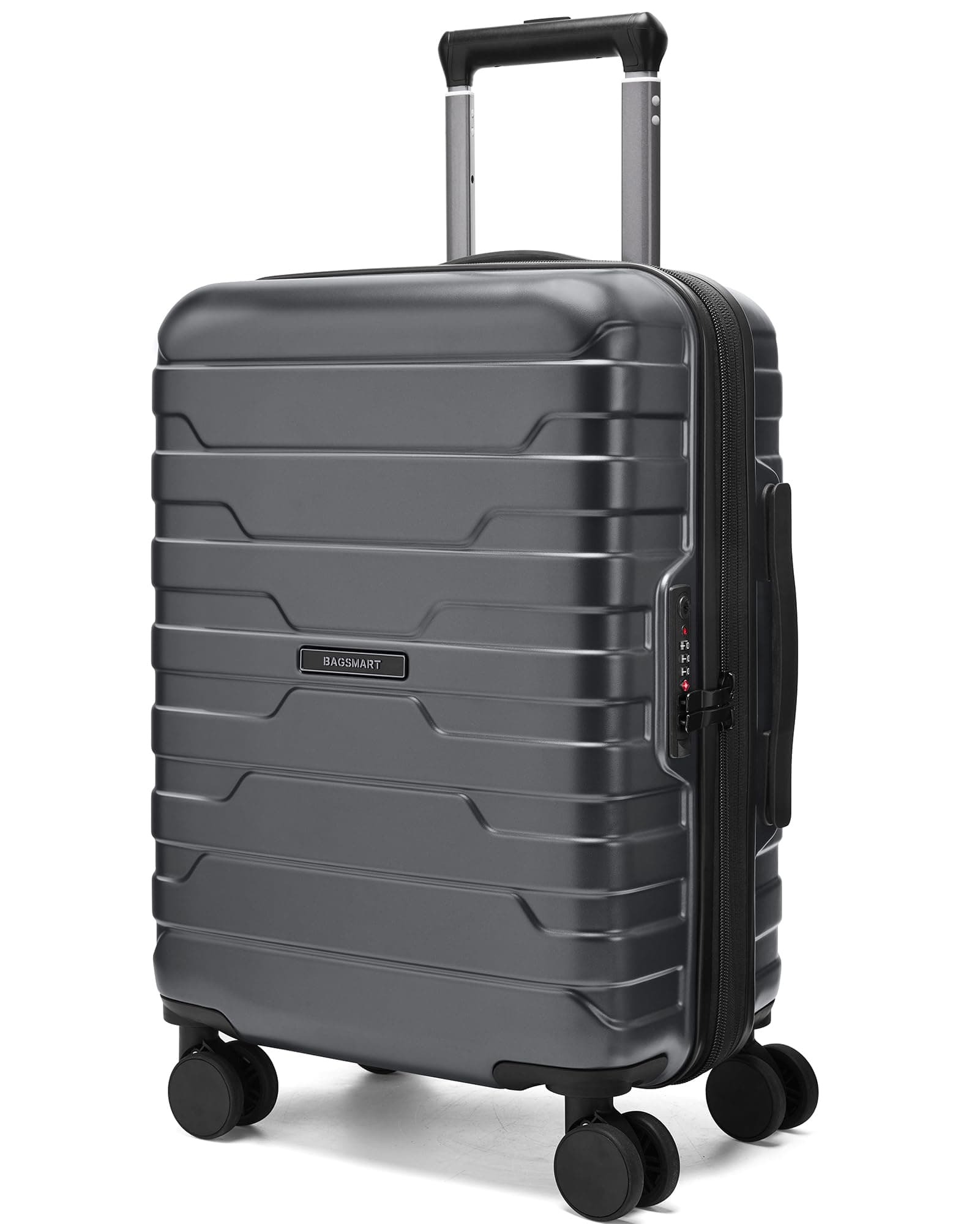 BAGSMART Carry On Luggage Airline Approved with Spinner Wheels, Silver Gray, 20 inch